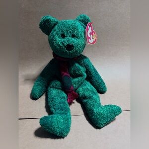 Ty 1999 Green Bear with Red Tie